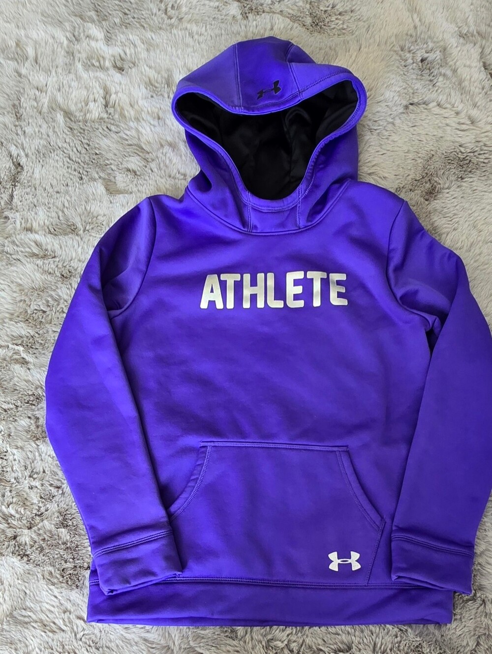 Under Armour Kids Purple Performance Hoodie with 'ATHLETE' Logo